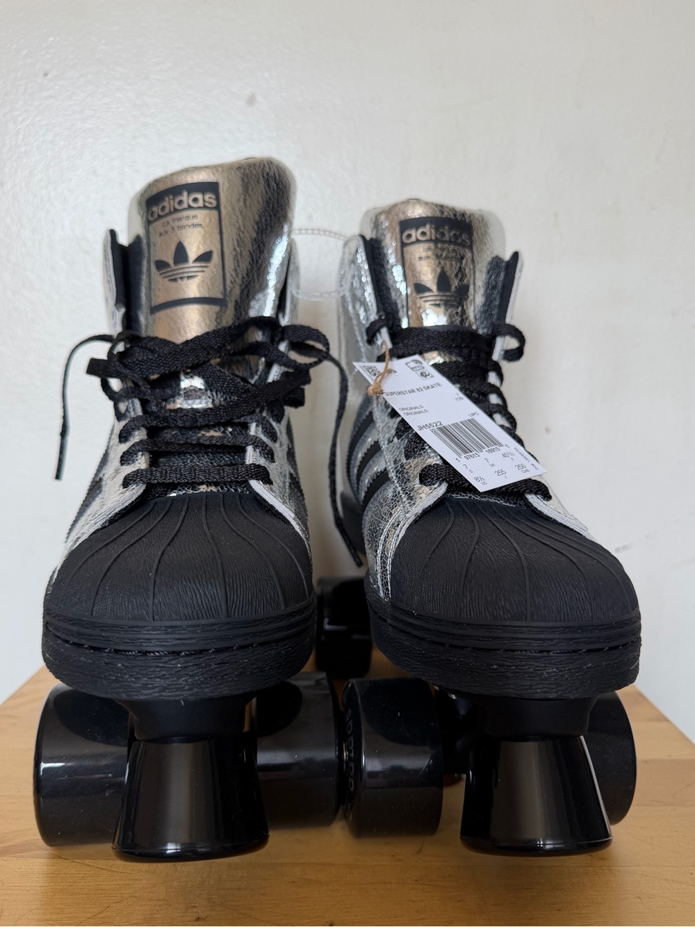 Adidas Silver and Black High-Top Roller Skate Sneakers - Picture 3 of 9